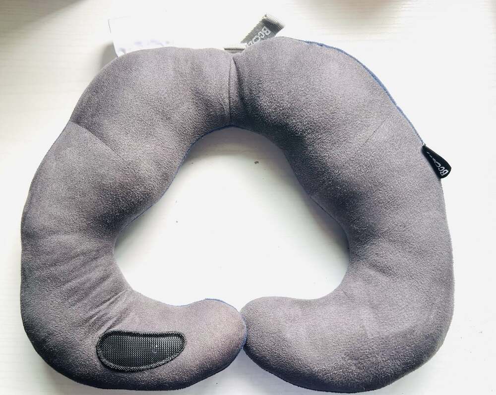 Bcozzy Travel Neck Pillow | Blue | Adjustable Ergonomic Airplane Travel Pillow - Picture 5 of 9